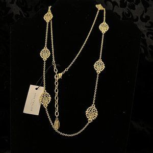 Gold tone Rhinestone embellished Medallion Necklace *New never worn